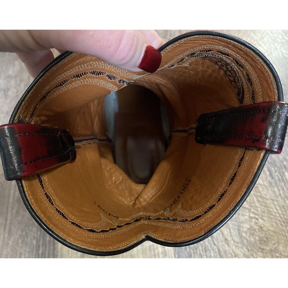 Lucchese 2000 Black Cherry Leather Cowboy Boots Men’s 8.5D Western Vintage - Picture 10 of 14